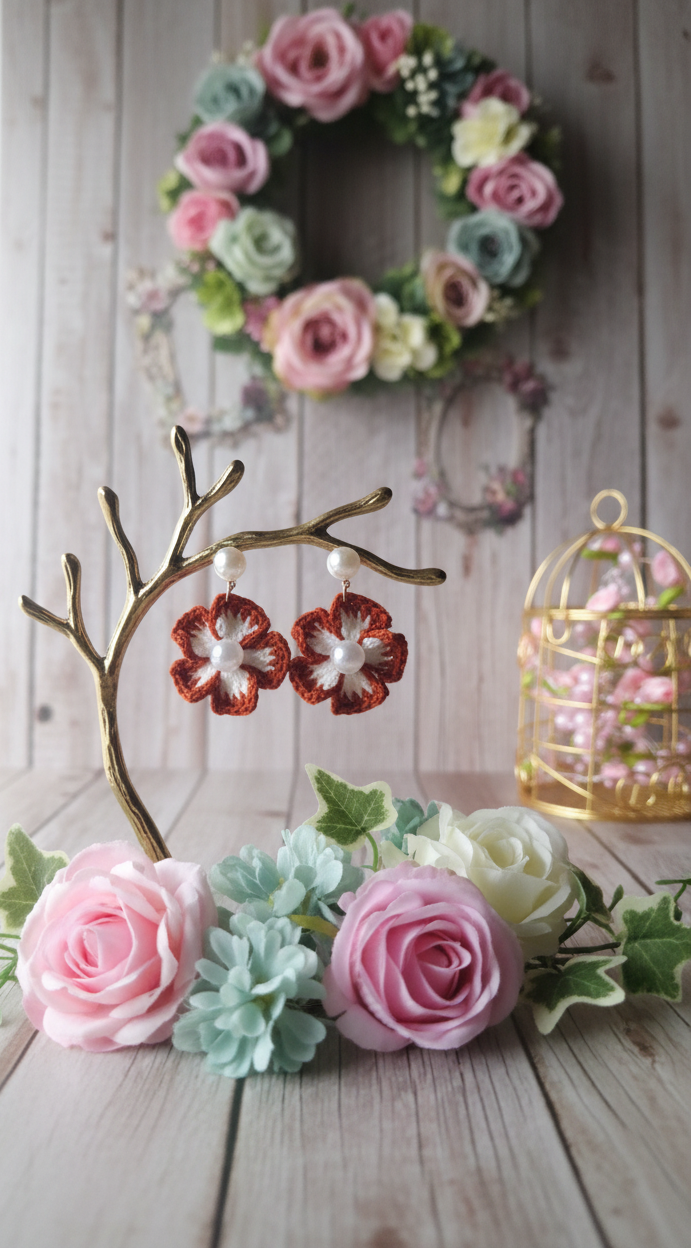 Boucles Camélia sur portant branche