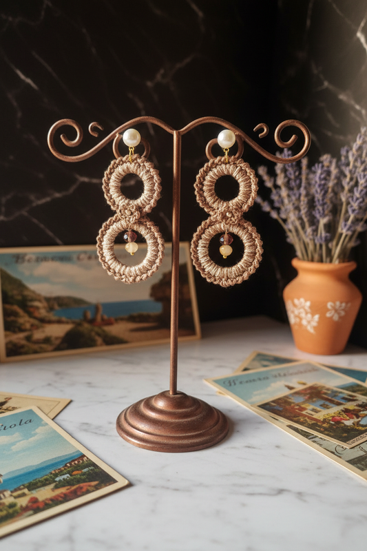 Boucles d'oreilles Macchiato sur présentoir italien